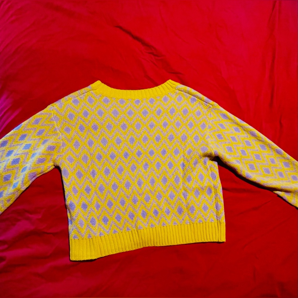Yellow and purple patterned sweater